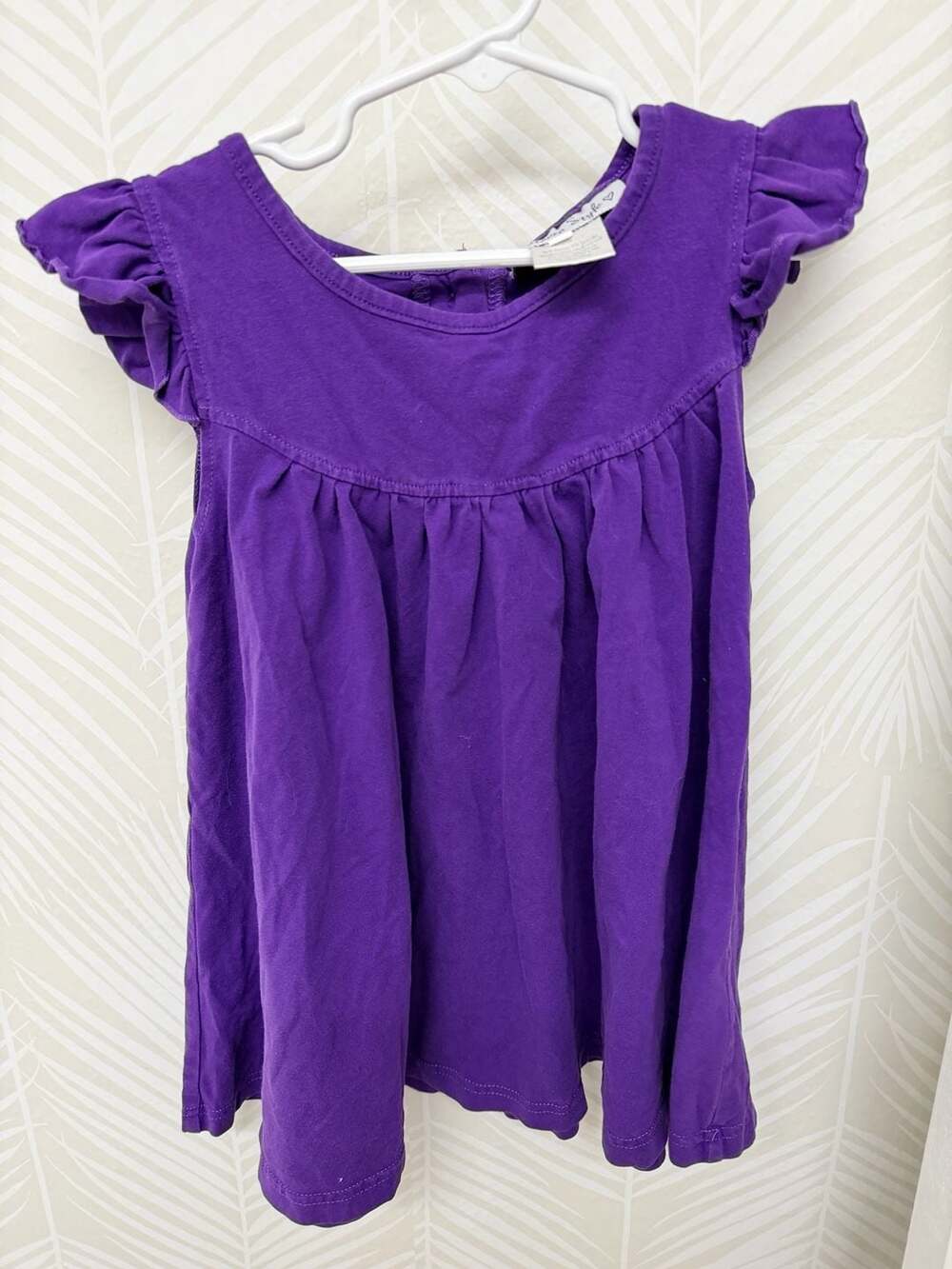 Southern Style Girls Cotton Knit Flutter Sleeve Dress 4 purple